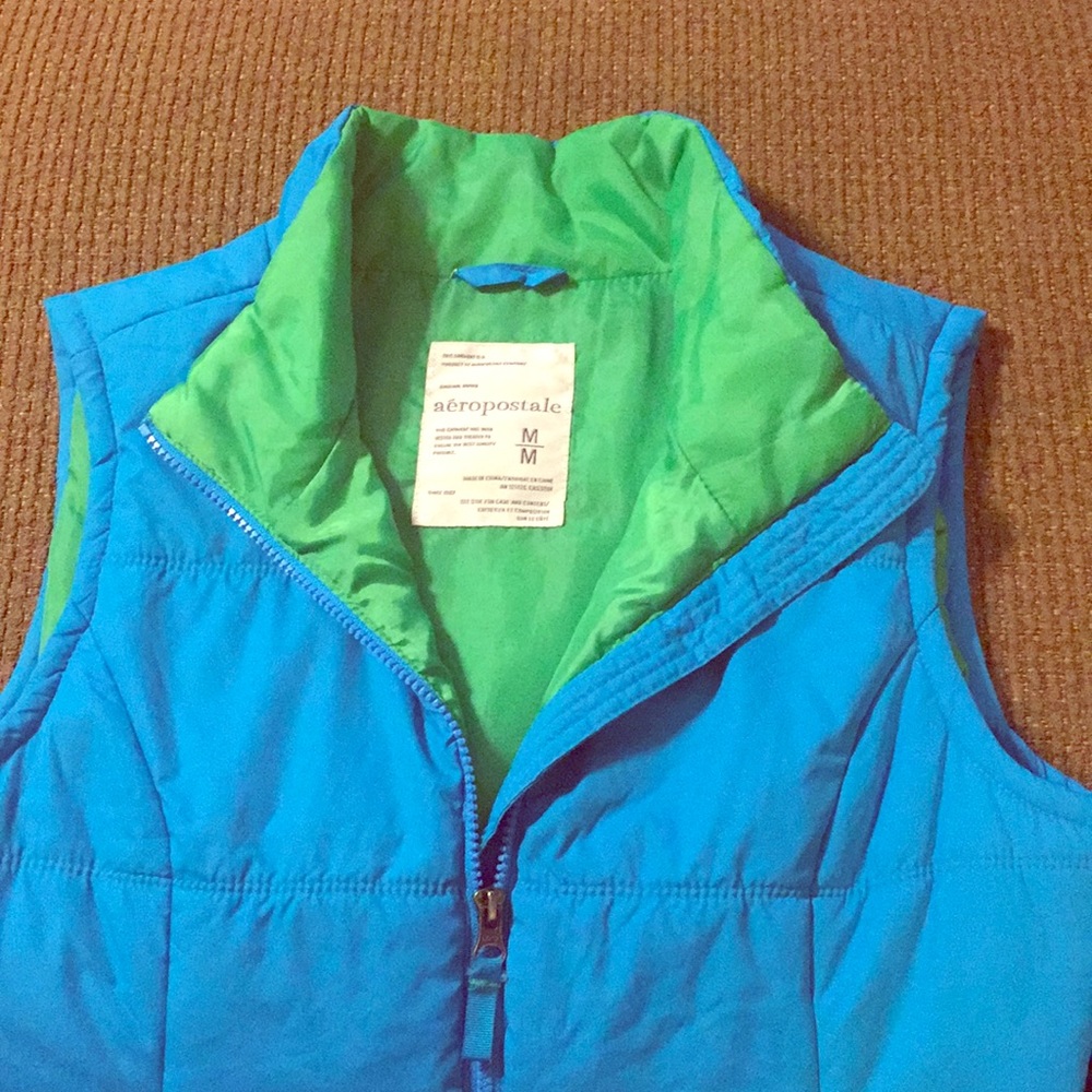 Blue and Green Puffy Vest